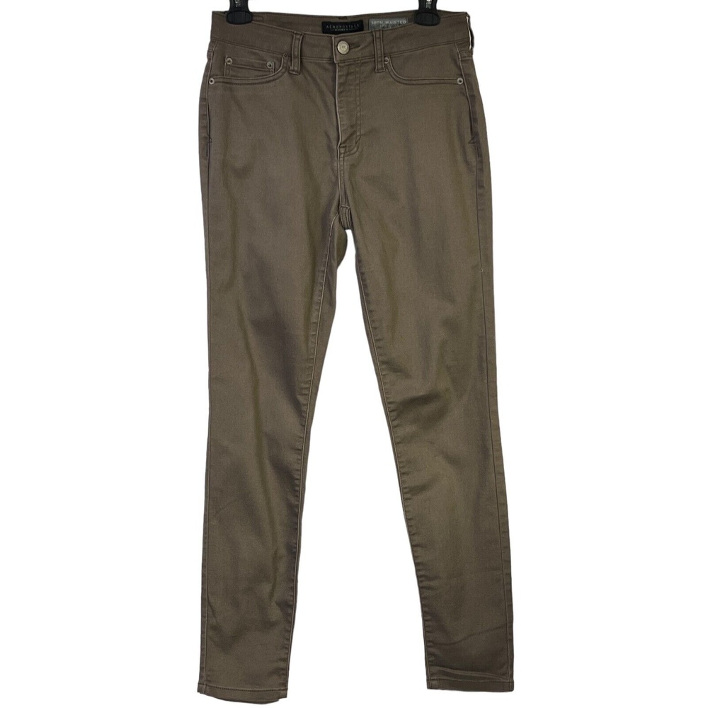 Aeropostale Brown‎ Khaki High Waisted Jegging Uniform Chino Stretch 4 Regular